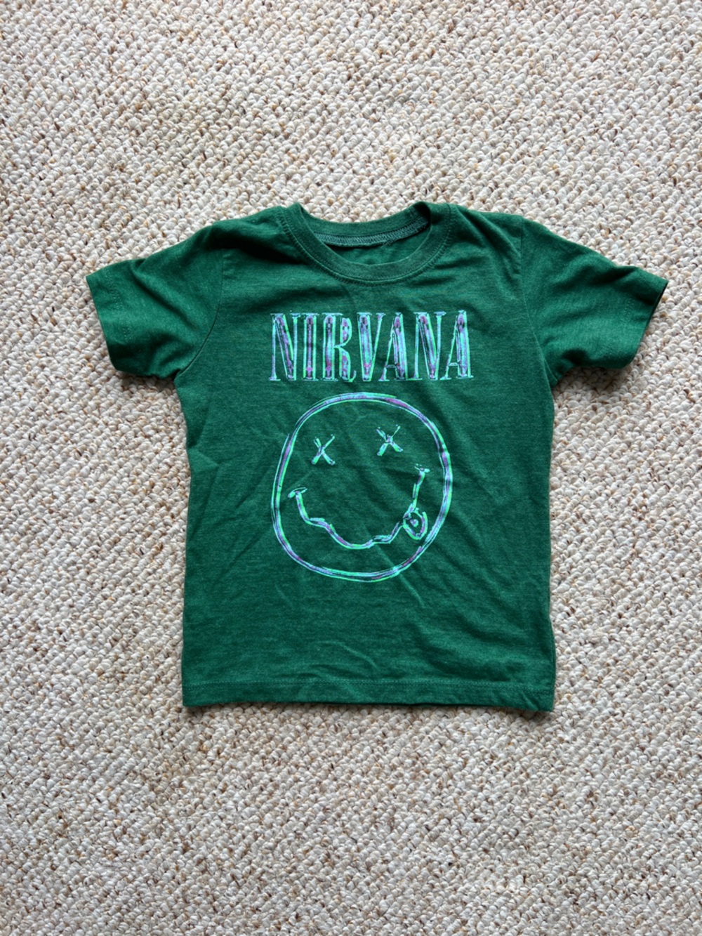 NIRVANA Kids Forest Green Smiley Logo Tee 4T